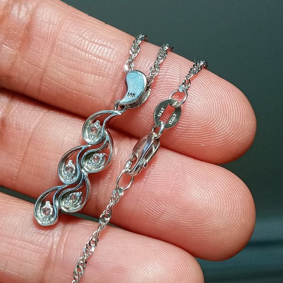 (SOLD) 14K White Gold Gemstone Pendant Necklace, 3.73g - Picture 8 of 11